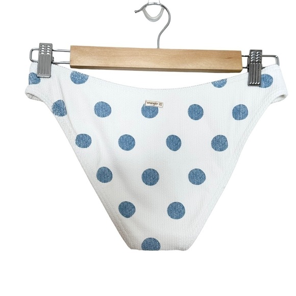 NWT Billabong X Wrangler Small Smocked Blue Polka Dot Bikini Bottom - Picture 3 of 6
